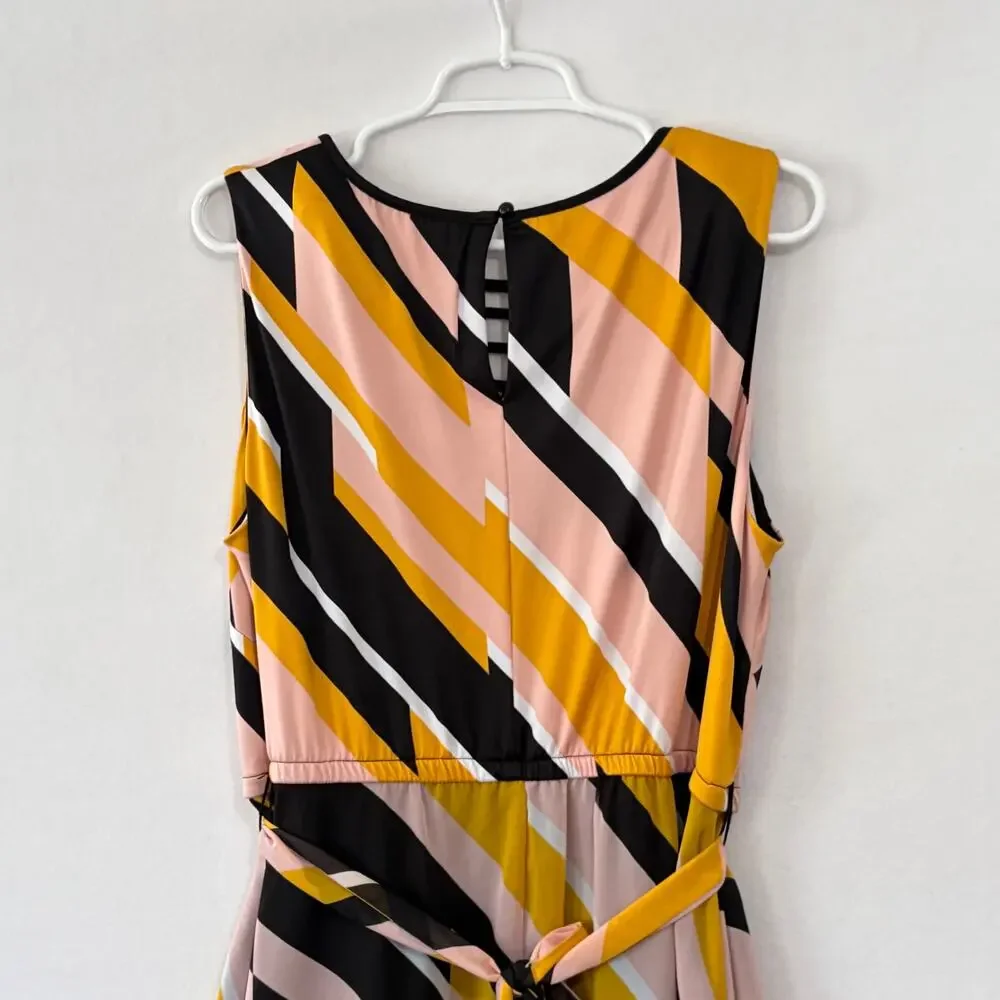 Lane Bryant Maxi Dress Womens Plus 18 Yellow Black Striped Chiffon Sleeveless - Picture 10 of 14